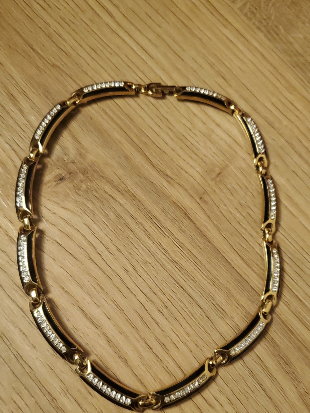 Vintage Fifth Avenue Collection (FAC) Black Enamel & Swarovski Crystal Choker